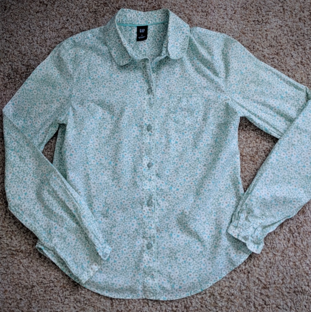 Gap Mint Green Floral Button Down S